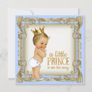 Prince Baby shower Baby Blue Gold Prince Kaart