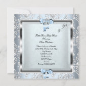 Prince Baby shower Baby Boy Blue Damask Crown 4F Kaart (Achterkant)