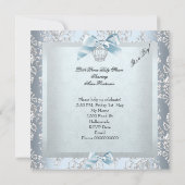 Prince Baby shower Baby Boy Blue Damask Shoe 4E Kaart (Achterkant)