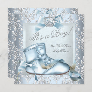Prince Baby shower Baby Boy Blue Damask Shoe 4E Kaart