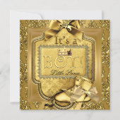 Prince Baby shower Baby Boy Elite Damask Gold Kaart (Voorkant)