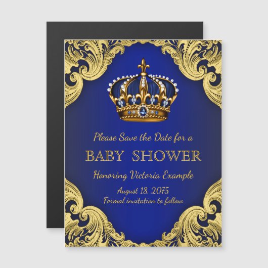 Prince Baby shower Bewaar de datum Briefkaart magn (Voorkant / Achterkant)