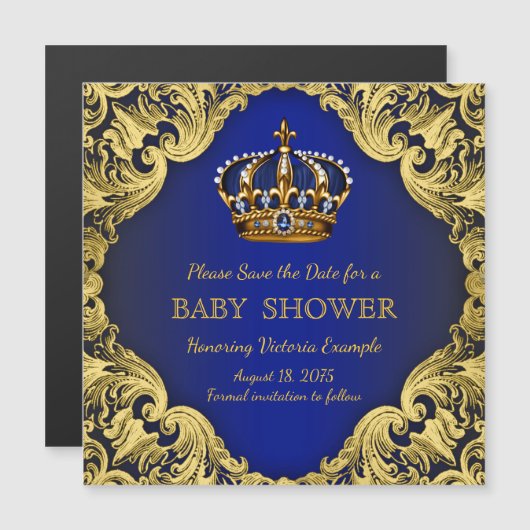 Prince Baby shower Bewaar de datum Briefkaart magn (Voorkant / Achterkant)