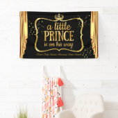 Prince Baby shower Black Gold Crown Drapes Spandoek (Insitu)