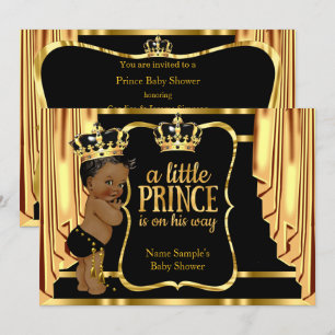 Prince Baby shower Black Gold Drapes Etnic Kaart