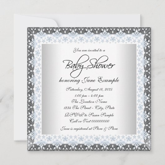 Prince Baby shower blauw en grijs Kaart (Achterkant)