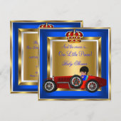 Prince Baby shower Blue Boy Red Racing Car 2B Kaart (Voorkant / Achterkant)