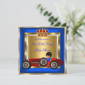 Prince Baby shower Blue Boy Red Racing Car 2B Kaart (Staand voorkant)