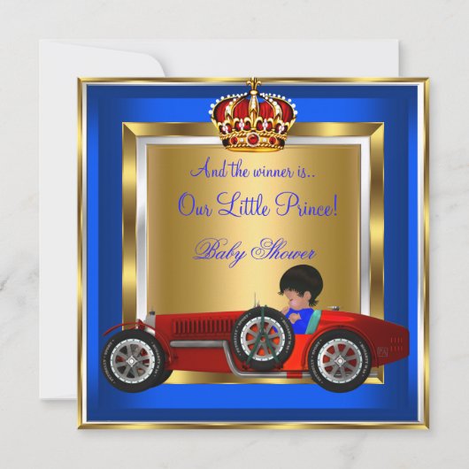Prince Baby shower Blue Boy Red Racing Car 2B Kaart (Voorkant)