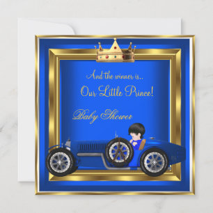 Prince Baby shower Blue Gold Boy Racing Car Kaart