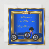 Prince Baby shower Blue Gold Boy Racing Car Kaart (Voorkant)