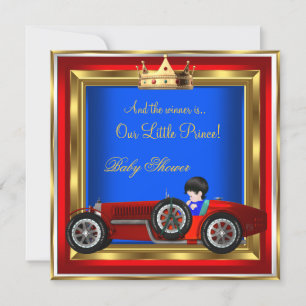 Prince Baby shower Blue Gold Boy Red Racing Car 2 Kaart
