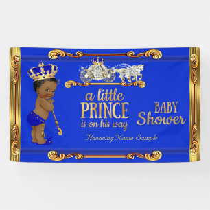 Prince Baby shower Blue Gold Carriage Ethnic Spandoek