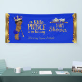 Prince Baby shower Blue Gold Carriage Etnisch 2 Spandoek (Beurs)