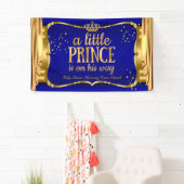 Prince Baby shower Blue Gold Crown Drapes Spandoek (Insitu)