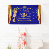 Prince Baby shower Blue Gold Drapes Brunette Boy Spandoek (Insitu)