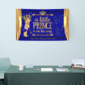 Prince Baby shower Blue Gold Drapes Brunette Boy Spandoek (Beurs)
