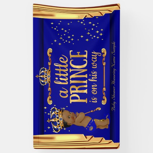 Prince Baby shower Blue Gold Drapes Etnic Spandoek (Verticaal)