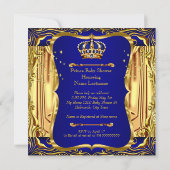 Prince Baby shower Blue Gold Ethnic Boy Invite Kaart (Achterkant)