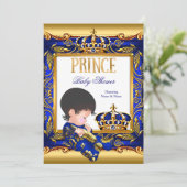 Prince Baby shower Blue Gold Foil Boy Kaart (Staand voorkant)
