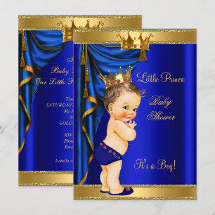 Prince Baby shower Blue Gold Red Brunette Kaart