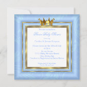 Prince Baby shower Blue White Gold Crown Blonde Kaart (Achterkant)
