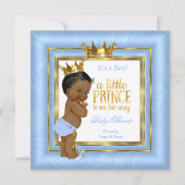 Prince Baby shower Blue White Gold Crown Etnic Kaart (Voorkant)