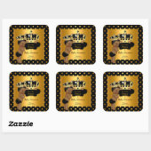 Prince Baby shower Boy Black Gold Ethnic Vierkante Sticker (Vel)