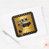 Prince Baby shower Boy Black Gold Ethnic Vierkante Sticker (Envelop)