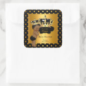 Prince Baby shower Boy Black Gold Ethnic Vierkante Sticker (Tas)