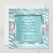 Prince Baby shower Boy Blauwgroen Blue Mint Zebra Kaart (Achterkant)