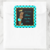 Prince Baby shower Boy Blauwgroen Etnicus Vierkante Sticker (Tas)