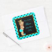 Prince Baby shower Boy Blauwgroen Zwart Blond Vierkante Sticker (Envelop)