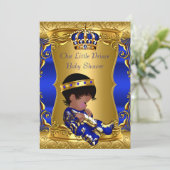 Prince Baby shower Boy Blue Gold African American Kaart (Staand voorkant)