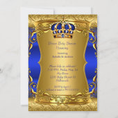 Prince Baby shower Boy Blue Gold African American Kaart (Achterkant)