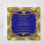 Prince Baby shower Boy Blue Gold Kaart (Achterkant)