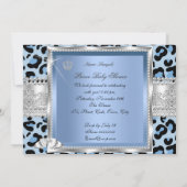 Prince Baby shower Boy Blue Gray Leopard Kaart (Achterkant)