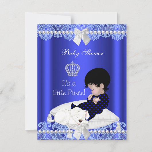 Prince Baby shower Boy Blue Lace Puppy Kaart (Voorkant)