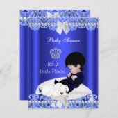 Prince Baby shower Boy Blue Lace Puppy Kaart (Voorkant / Achterkant)