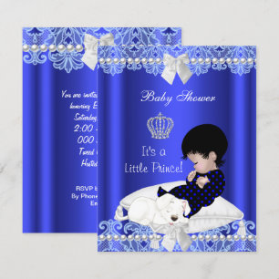 Prince Baby shower Boy Blue Lace Puppy Kaart