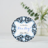 Prince Baby shower Boy Blue Leopard Kaart (Staand voorkant)