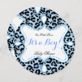 Prince Baby shower Boy Blue Leopard Kaart (Voorkant / Achterkant)