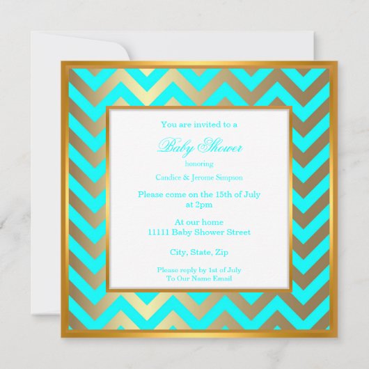 Prince Baby shower Boy Gold Blauwgroen Blue Ethnic Kaart (Achterkant)