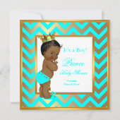 Prince Baby shower Boy Gold Blauwgroen Blue Ethnic Kaart (Voorkant)