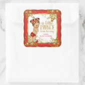Prince Baby shower Boy Red Gold White Brunette Vierkante Sticker (Tas)