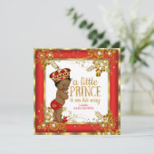 Prince Baby shower Boy Red Gold White Ethnic Kaart (Staand voorkant)