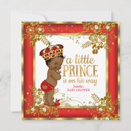 Prince Baby shower Boy Red Gold White Ethnic Kaart