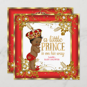 Prince Baby shower Boy Red Gold White Ethnic Kaart