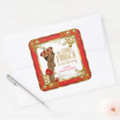 Prince Baby shower Boy Red Gold White Ethnic Vierkante Sticker (Envelop)