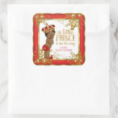 Prince Baby shower Boy Red Gold White Ethnic Vierkante Sticker (Tas)